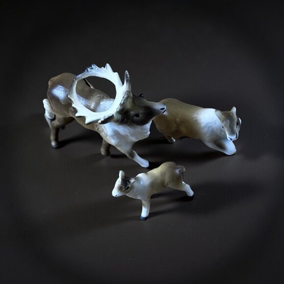 3 Vintage Miniature Bone China Deer Figurines Family Set Mini Small Shadowbox Te - Picture 9 of 9